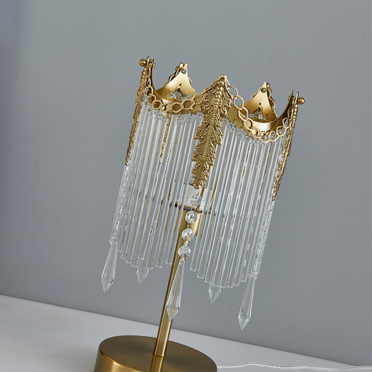 Crystal Table Lamp Crown Design With Glass Pendants - Product detail 10
