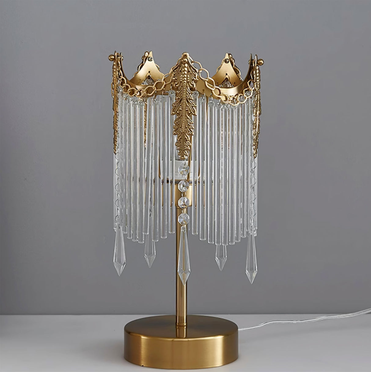 Crystal Table Lamp Crown Design With Glass Pendants - Product detail 4