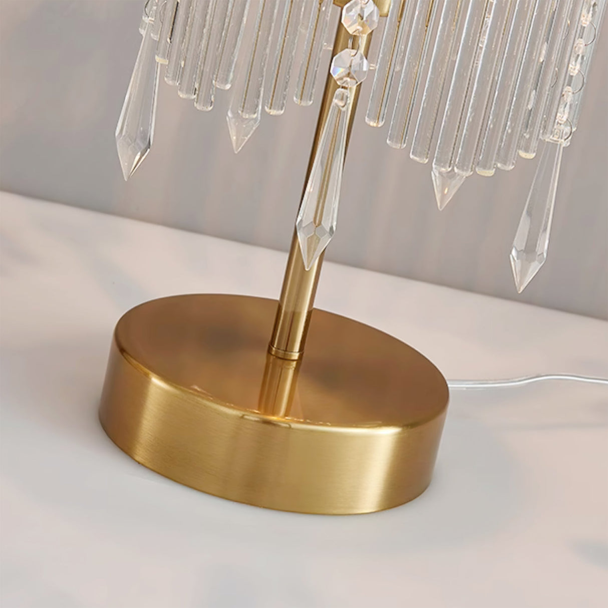 Crystal Table Lamp Crown Design With Glass Pendants - Product detail 5