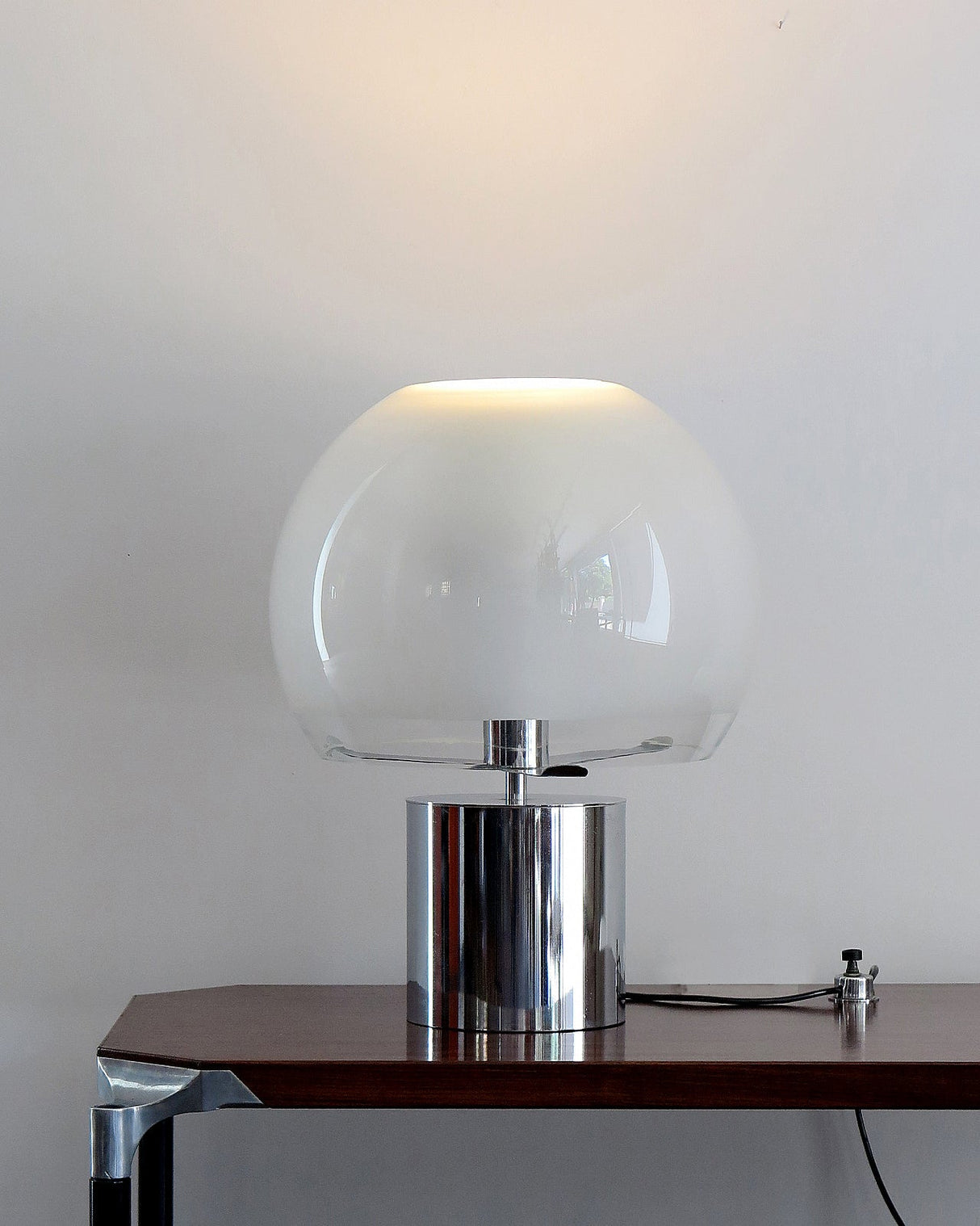 Modern Globe Table Lamp Brass Base Glass Sphere Design - Product example