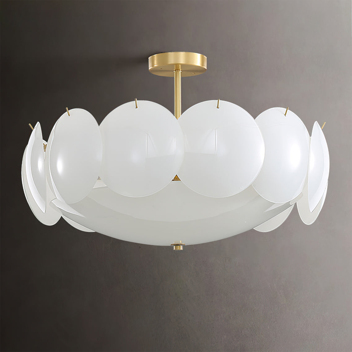 Modern Glass Ceiling Light Brass Frame With Circular Accents - Product detail 11