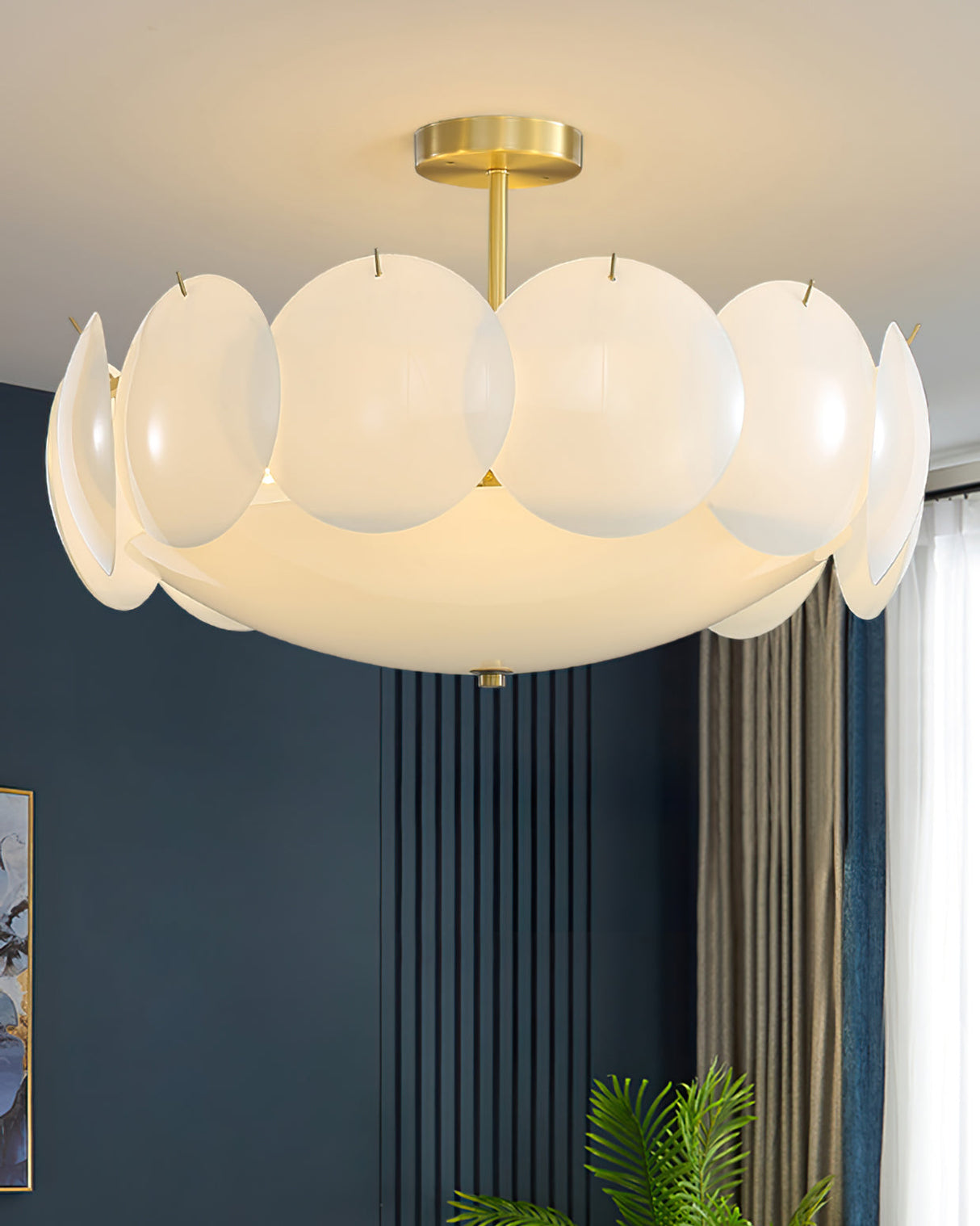 Modern Glass Ceiling Light Brass Frame With Circular Accents - Product detail 13
