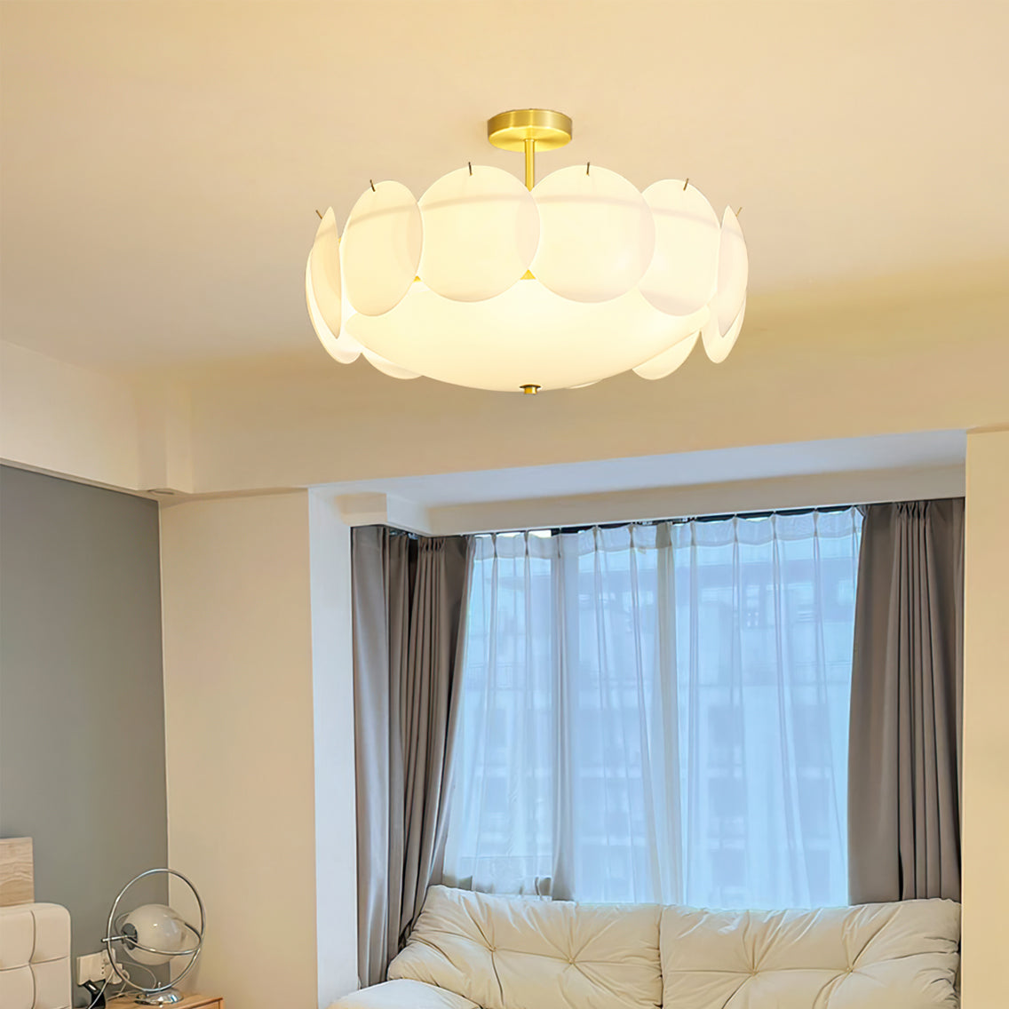 Modern Glass Ceiling Light Brass Frame With Circular Accents - Product detail 4
