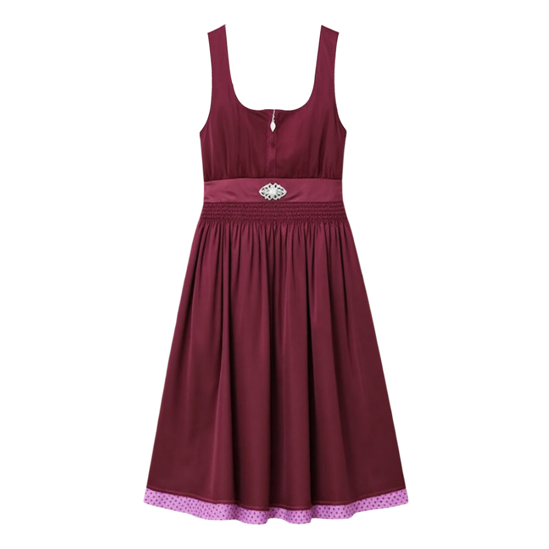 Traditional Dirndl Dress Purple Velvet with Embellished Apron - Product detail 4