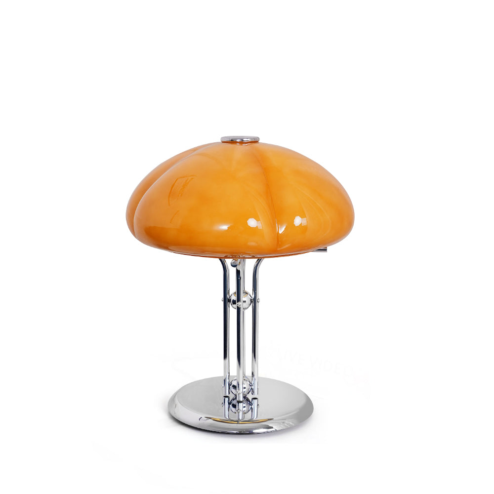 Retro Glass Desk Lamp Orange Mushroom Shade Chrome Base - Product detail 24