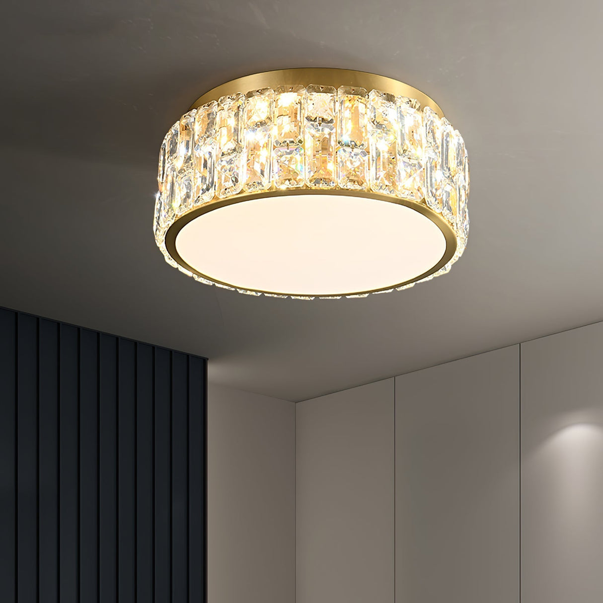 Crystal Ceiling Light Modern Gold Rim Design - Product example