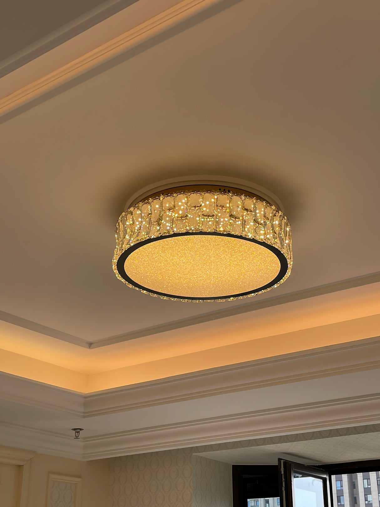 Crystal Ceiling Light Modern Gold Rim Design - Product detail 8