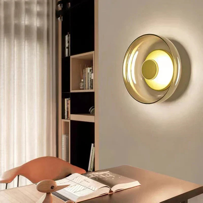 Modern Wall Sconce Circular Glass LED Design - Product showcase