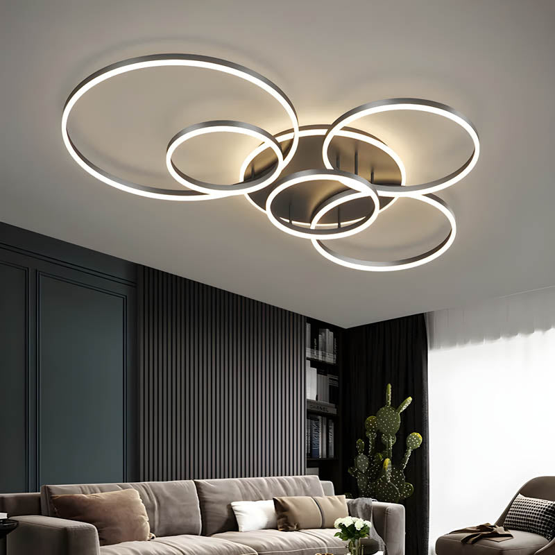 Modern Ceiling Light Interlocking Ring LED Design - Detailed view