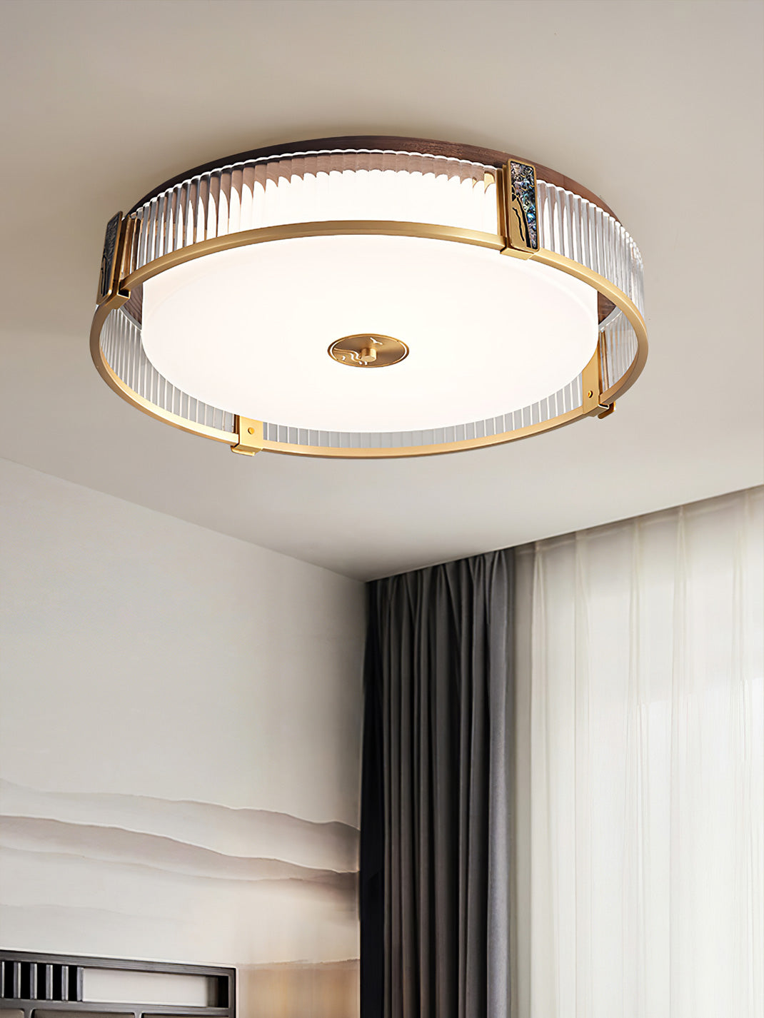 Modern Ceiling Light Brass Frame With Acrylic Shade - Detailed view