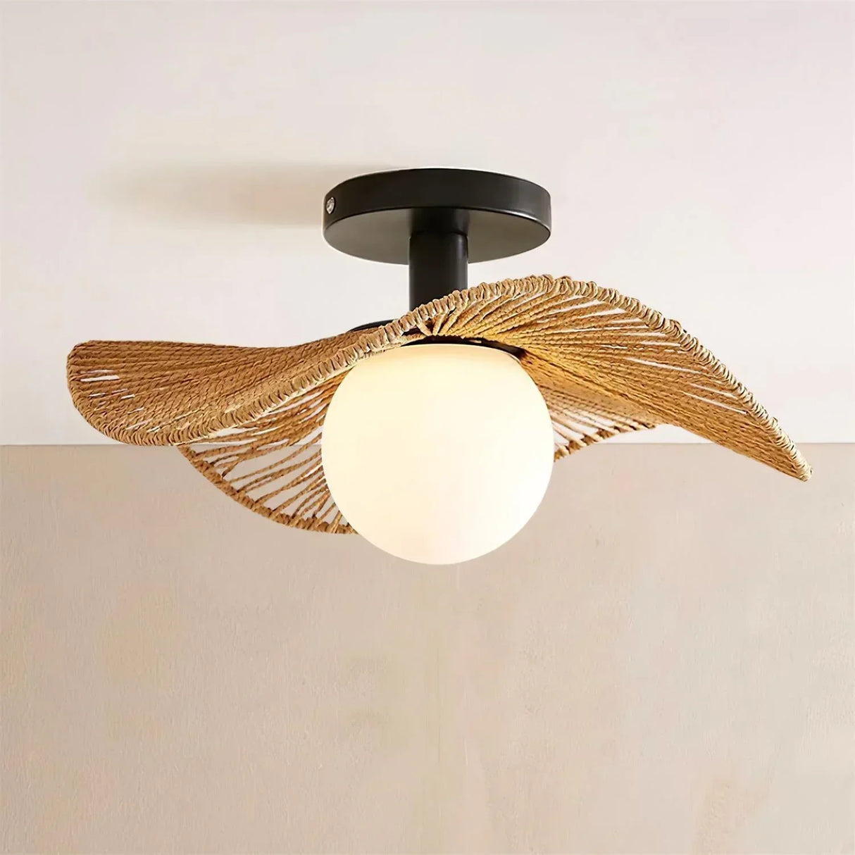 Modern Hemp Ceiling Light Natural Woven Wing Design - Product detail 30
