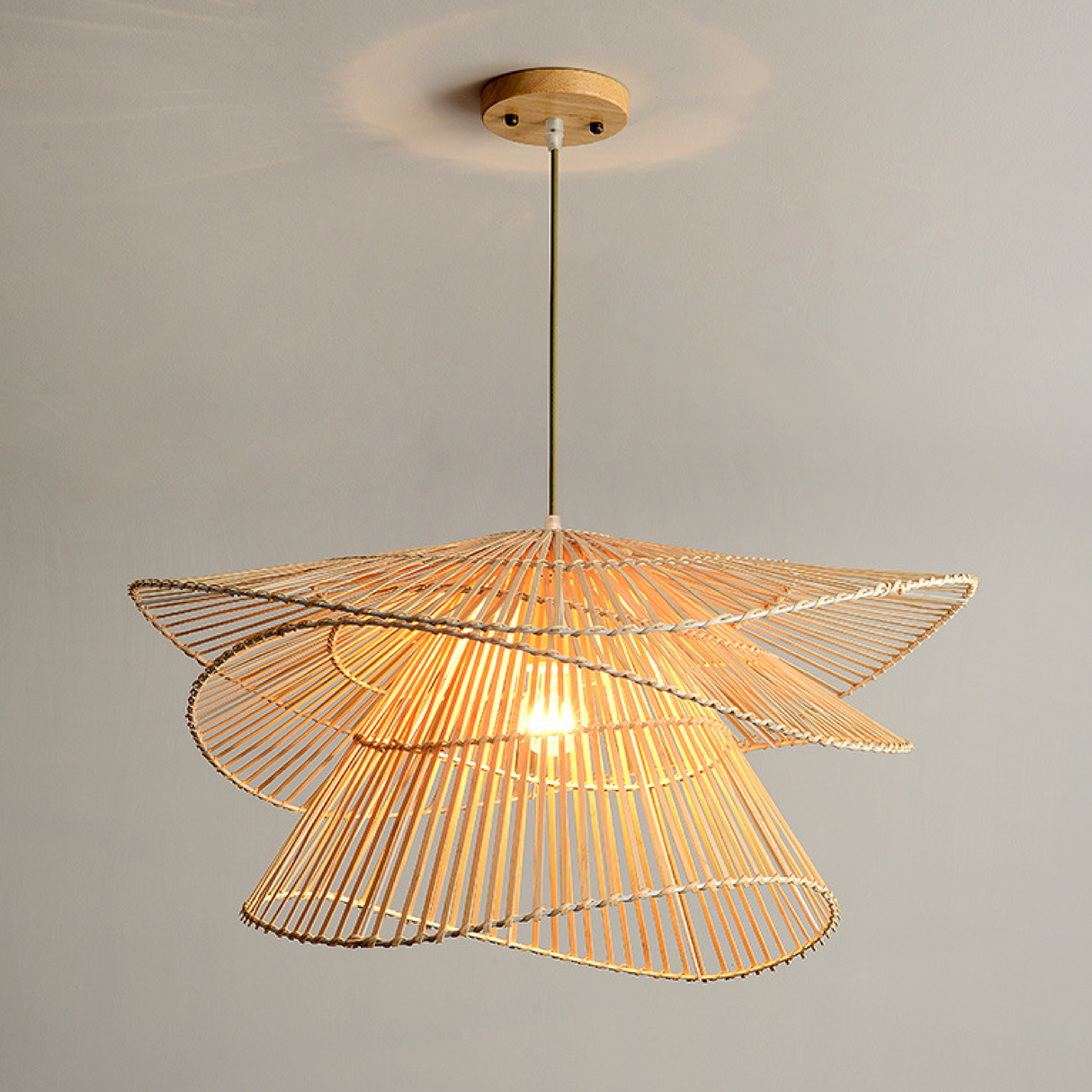Japanese Pendant Light Double-Tier Rattan Shade - Product detail 5