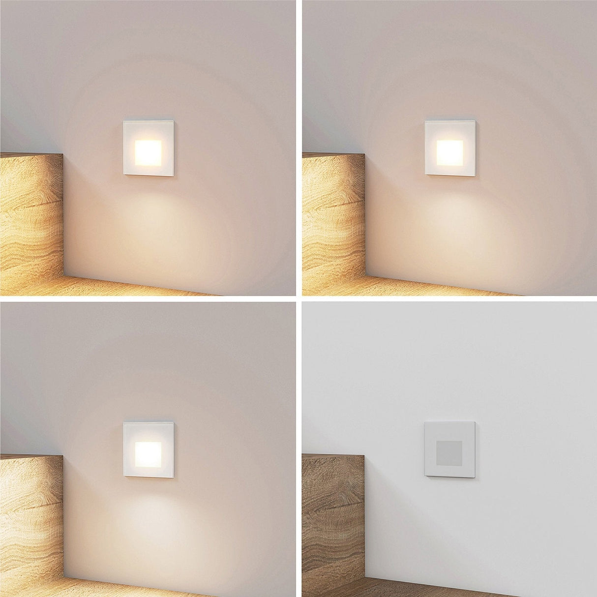 Recessed LED Wall Light Square White Aluminum Design - Detailed view