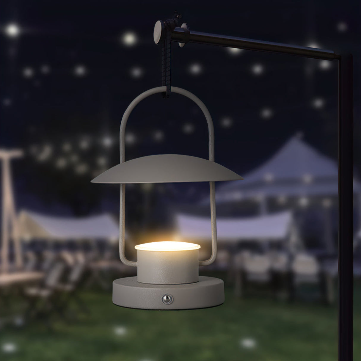 Portable LED Table Lamp Rechargeable Metal Lantern Design - Product example