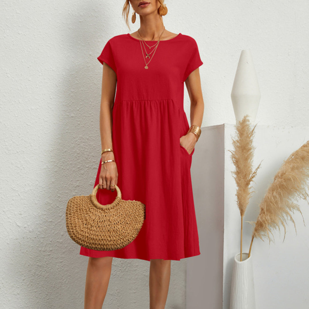 Cotton Summer Midi Dress Relaxed Fit With Pockets - Product detail 10