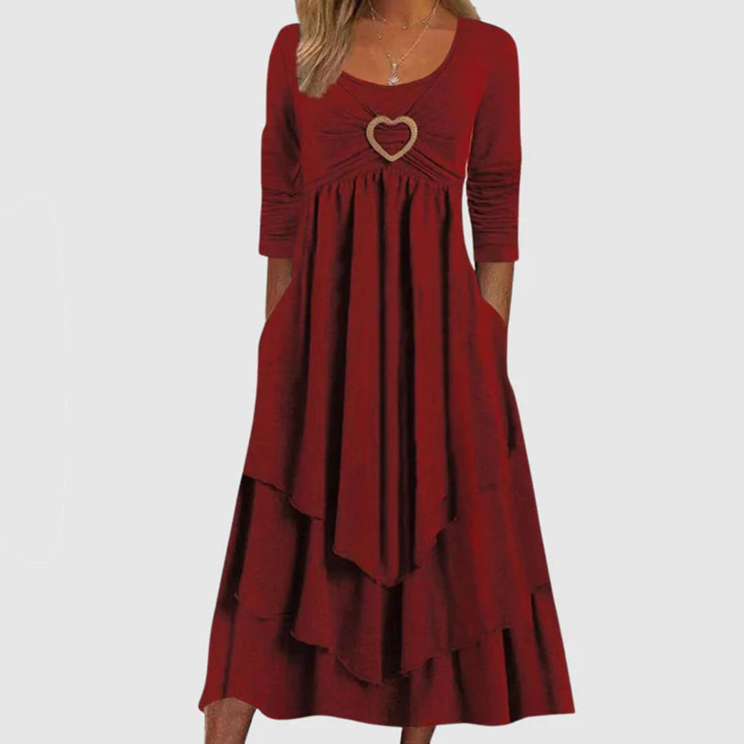 Casual Maxi Dress Heart Buckle Layered Design - Product detail 11