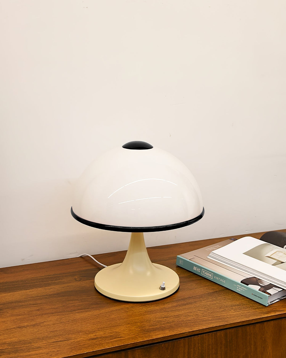Retro Table Lamp White Dome with Red Trim - Product detail 15