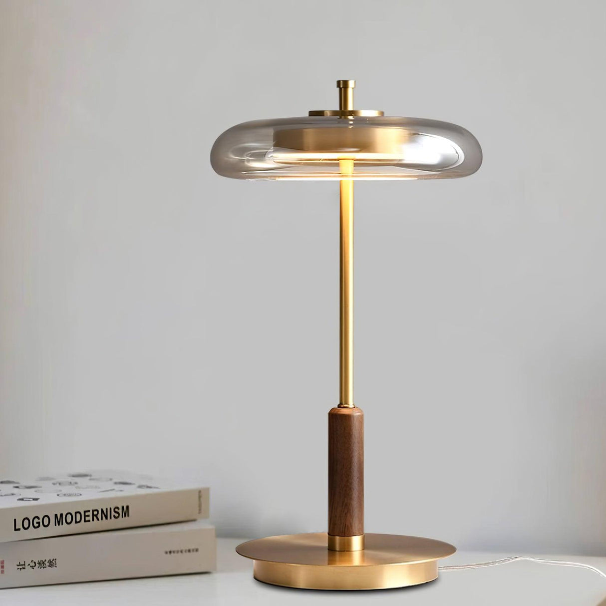 Modern LED Table Lamp Glass Dome With Wood Accent - Product detail 16