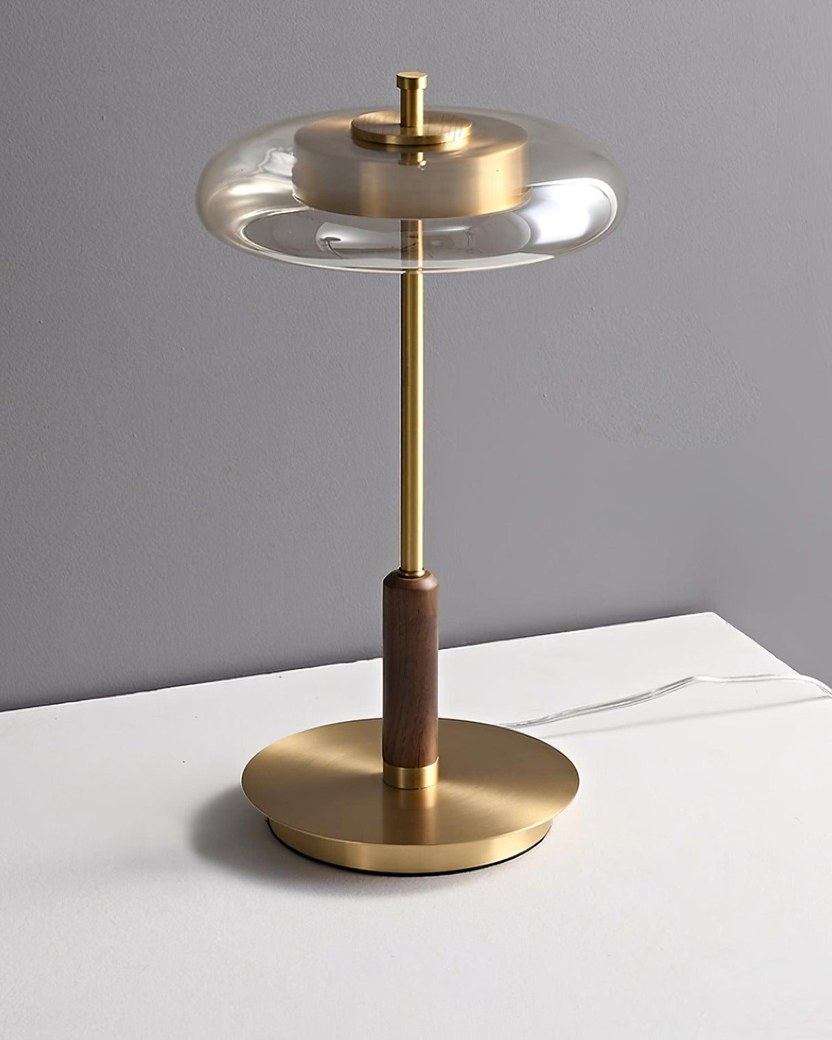 Modern LED Table Lamp Glass Dome With Wood Accent - Product detail 24