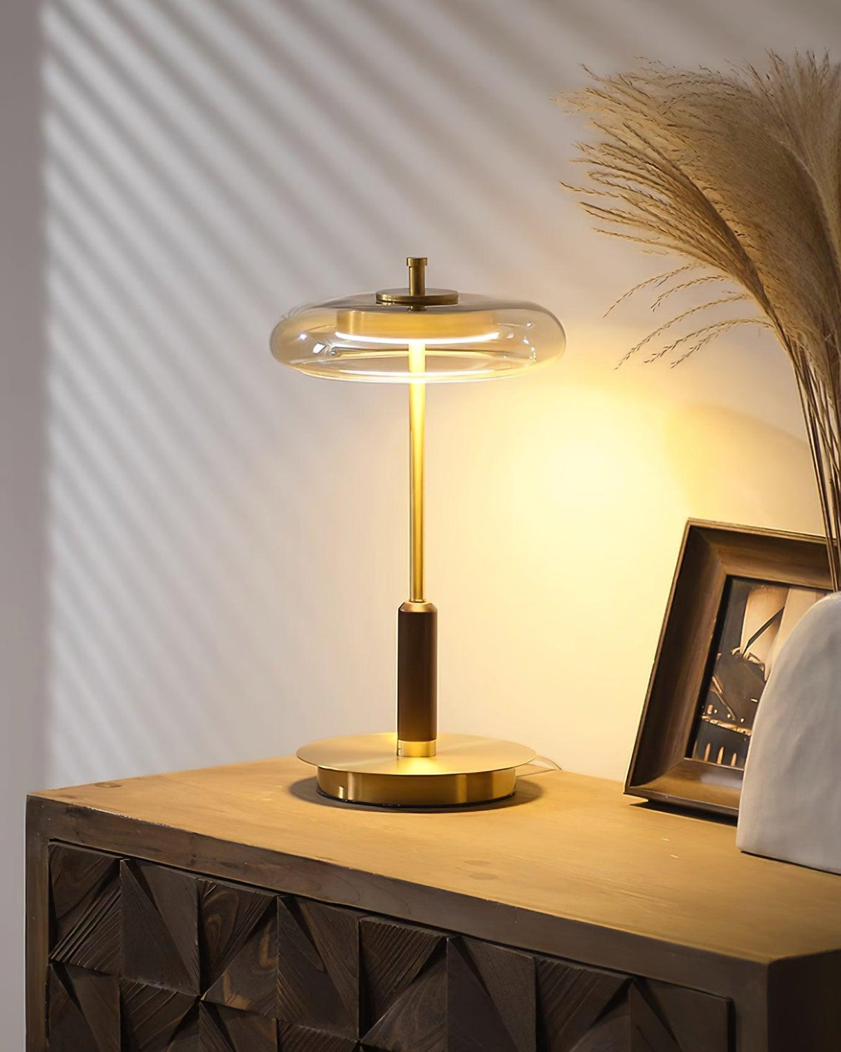 Modern LED Table Lamp Glass Dome With Wood Accent - Product detail 10