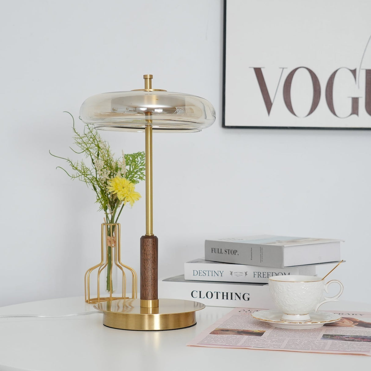 Modern LED Table Lamp Glass Dome With Wood Accent - Product detail 28