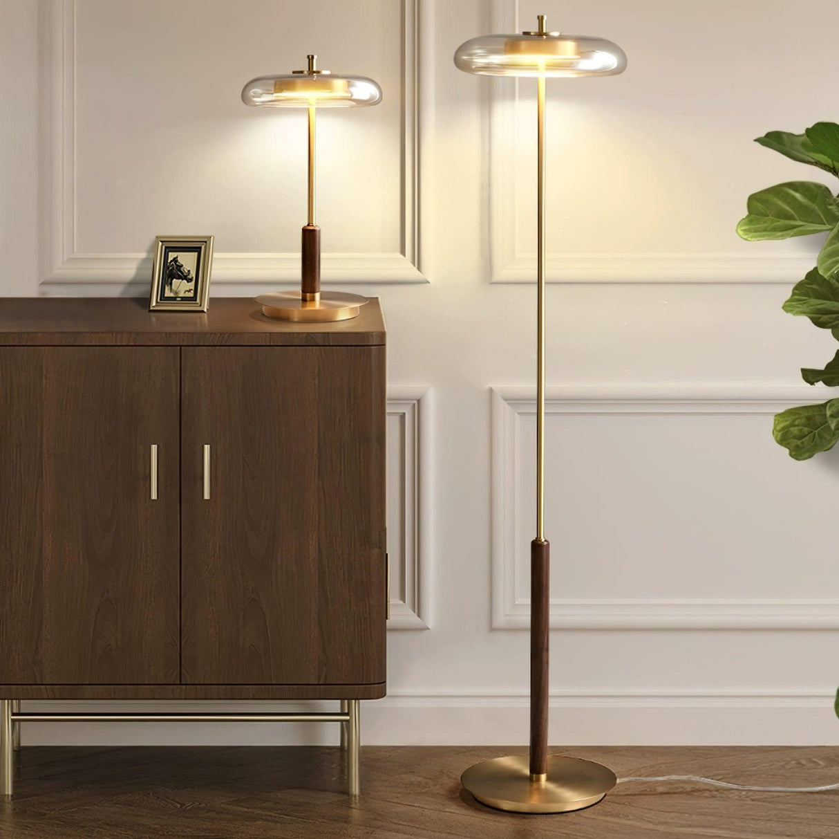 Modern LED Table Lamp Glass Dome With Wood Accent - Product detail 19