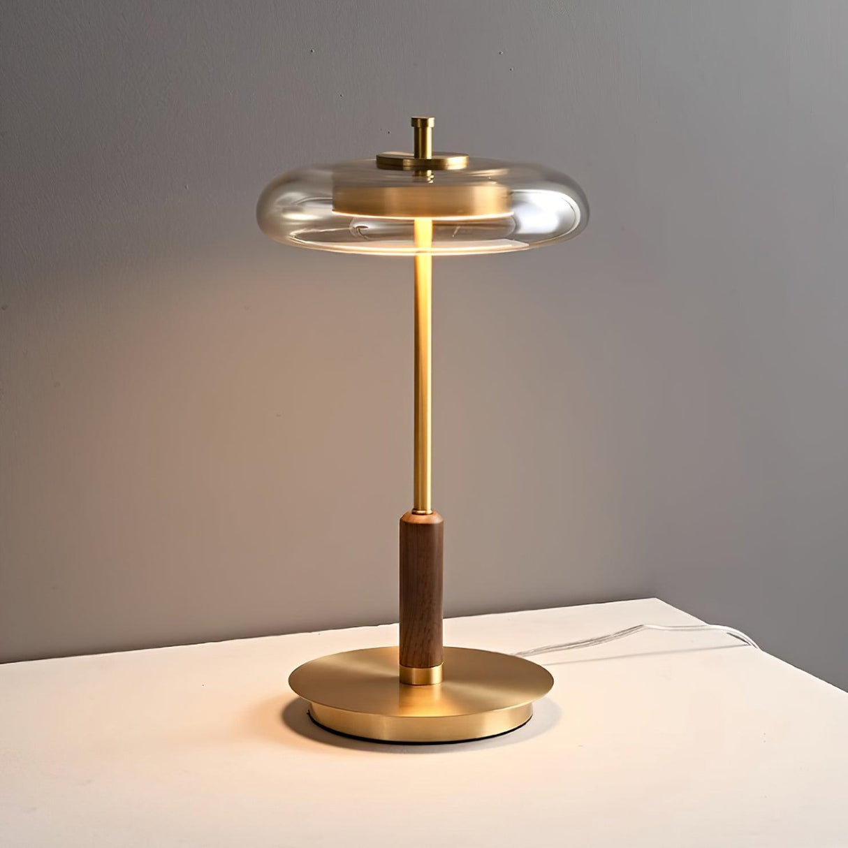 Modern LED Table Lamp Glass Dome With Wood Accent - Product detail 20