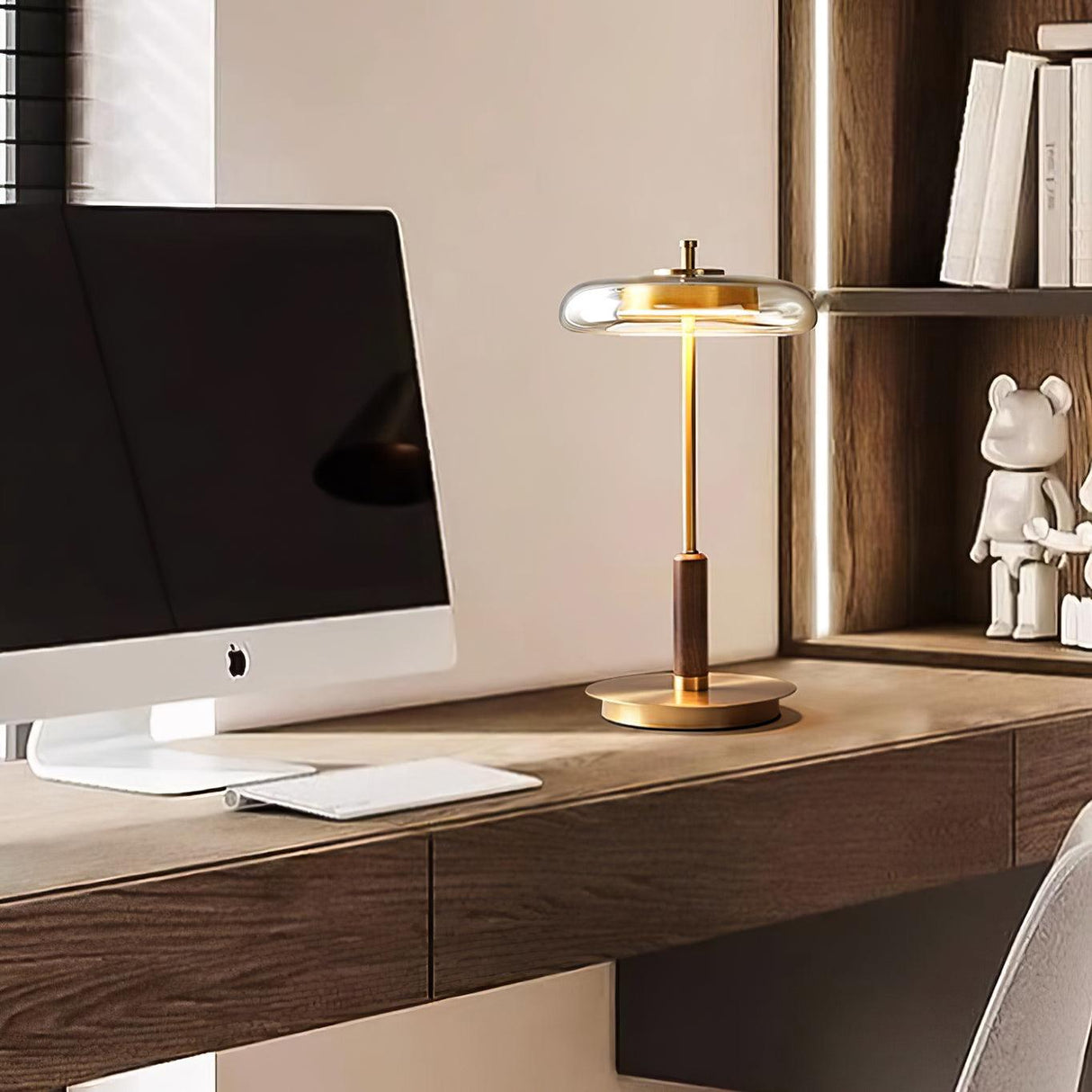 Modern LED Table Lamp Glass Dome With Wood Accent - Product detail 22