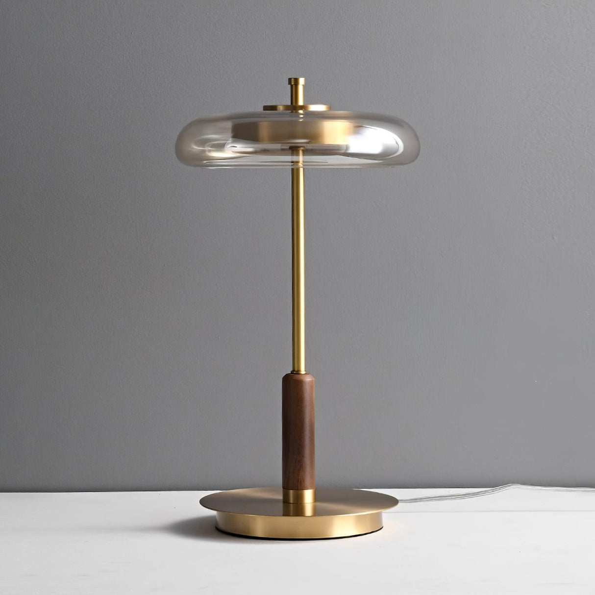Modern LED Table Lamp Glass Dome With Wood Accent - Product detail 11