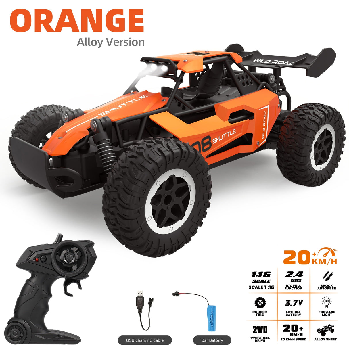 All-Terrain RC Vehicle High-Speed Metal Off-Road Racer - Detailed view