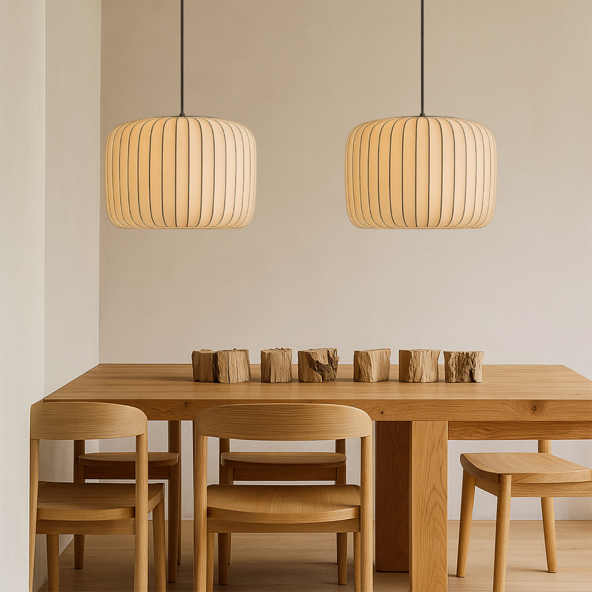 Japanese Pendant Light Natural Silk Pleated Shade - Product detail 4