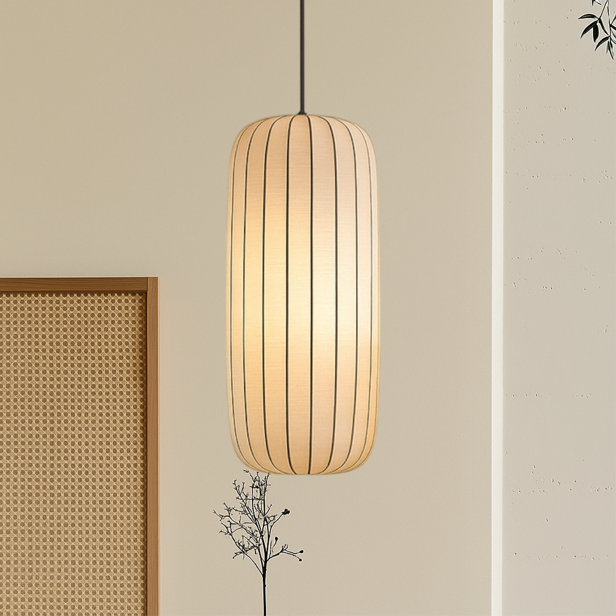 Japanese Pendant Light Natural Silk Pleated Shade - Product detail 6