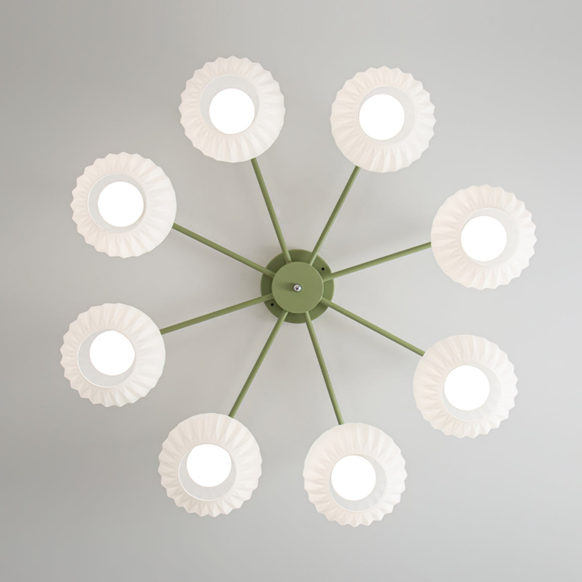 Modern Glass Ceiling Light Ribbed Shades With Sage Frame - Product detail 5