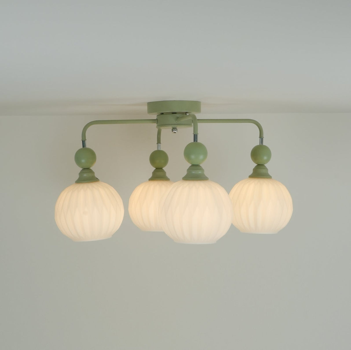 Modern Glass Ceiling Light Ribbed Shades With Sage Frame - Product detail 20