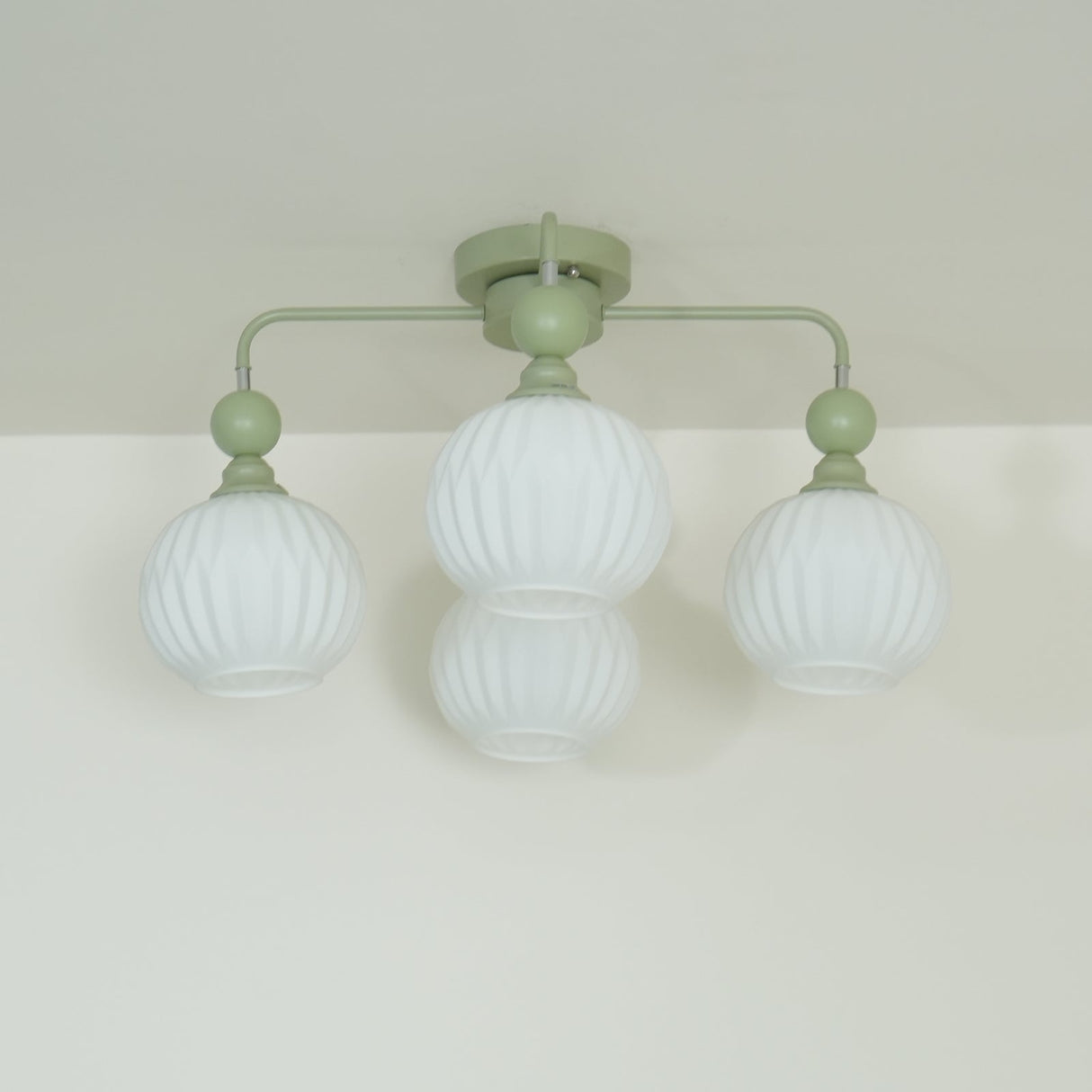 Modern Glass Ceiling Light Ribbed Shades With Sage Frame - Product detail 21