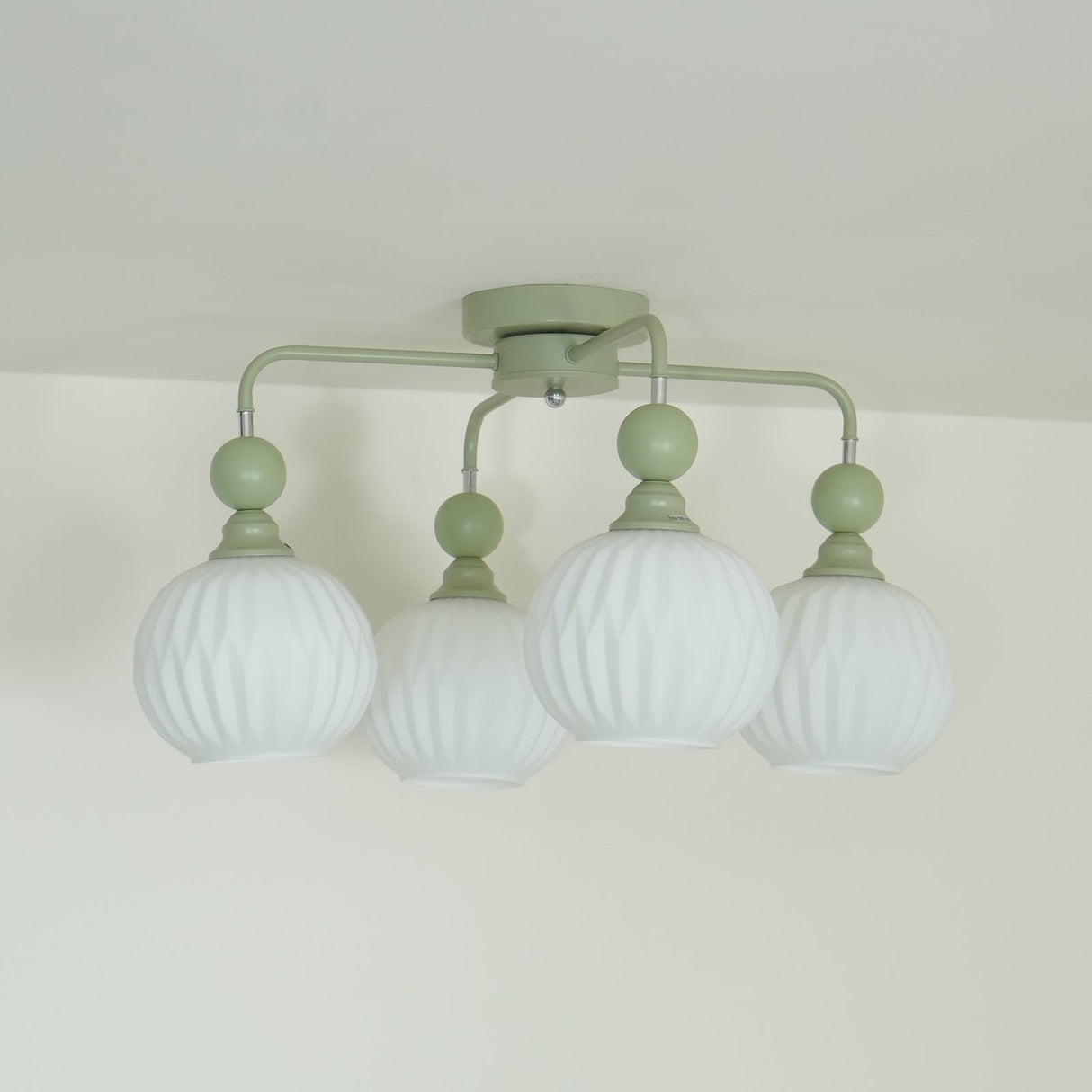Modern Glass Ceiling Light Ribbed Shades With Sage Frame - Product detail 27