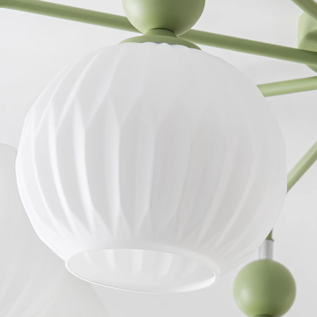 Modern Glass Ceiling Light Ribbed Shades With Sage Frame - Product example