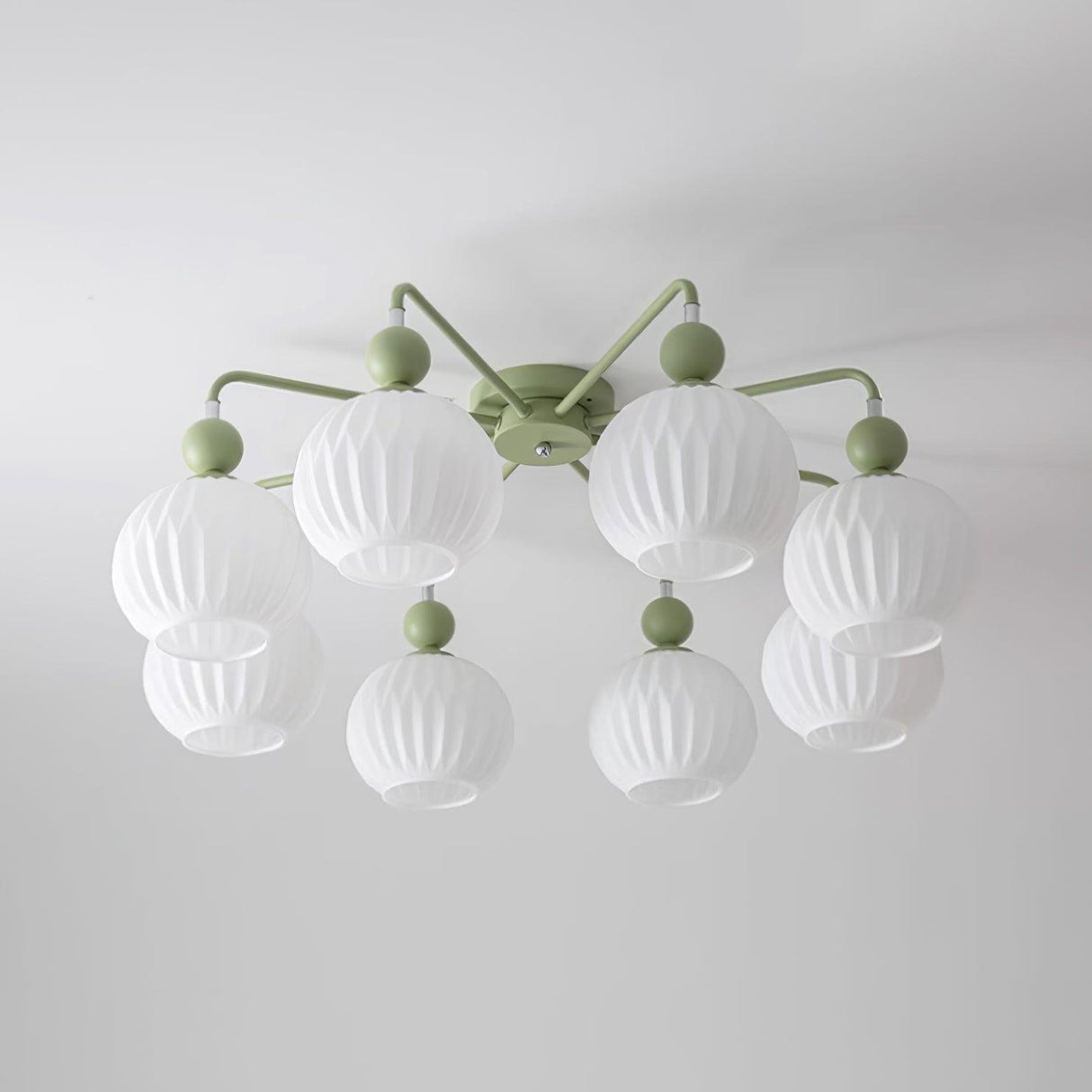 Modern Glass Ceiling Light Ribbed Shades With Sage Frame - Product detail 19