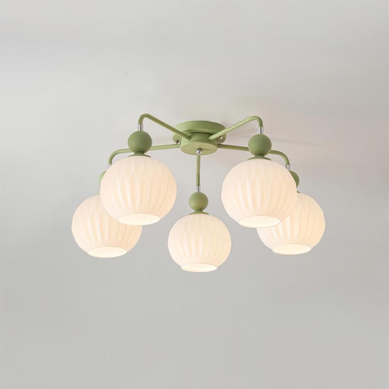 Modern Glass Ceiling Light Ribbed Shades With Sage Frame - Product detail 30