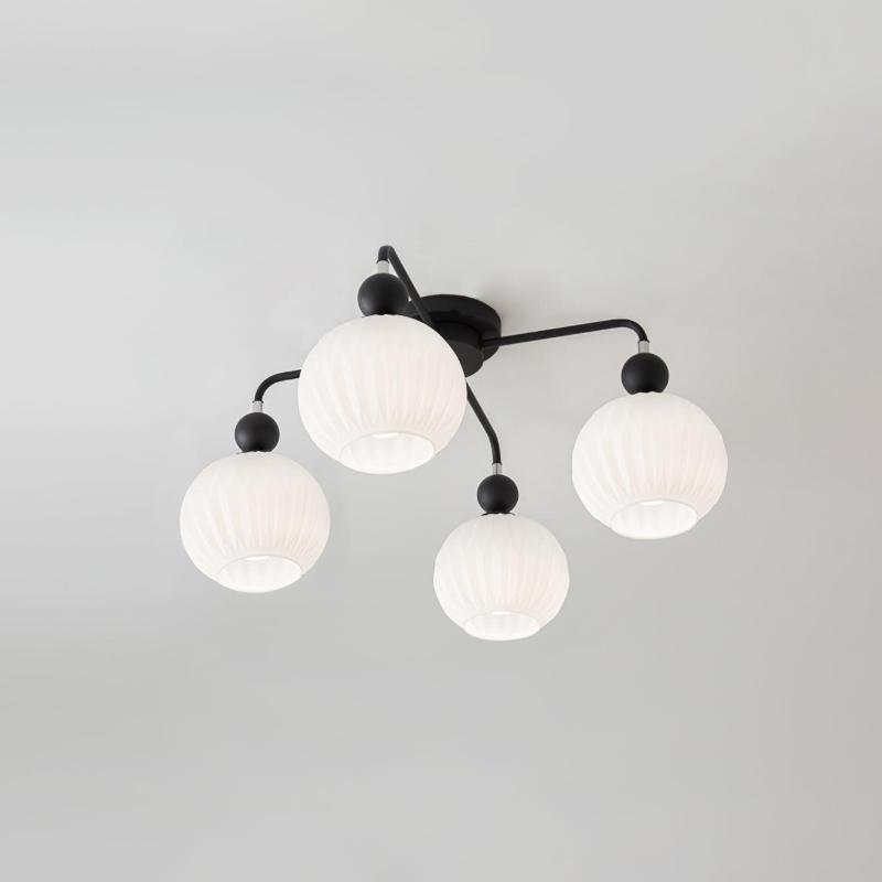 Modern Glass Ceiling Light Ribbed Shades With Sage Frame - Product detail 29