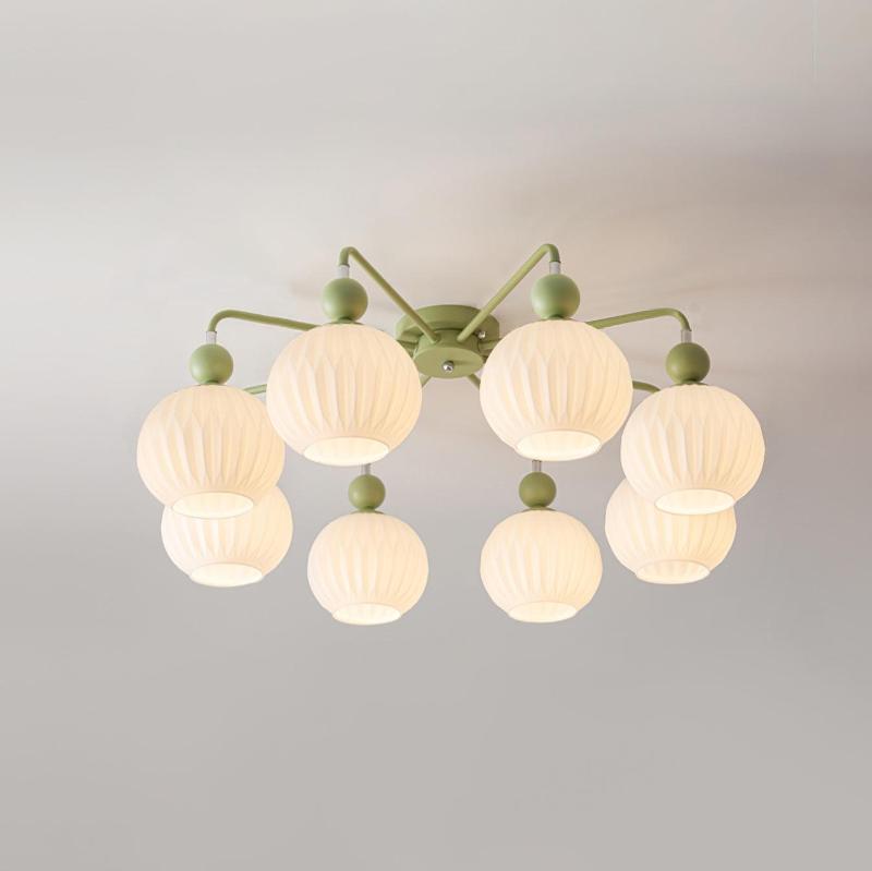 Modern Glass Ceiling Light Ribbed Shades With Sage Frame - Product detail 32
