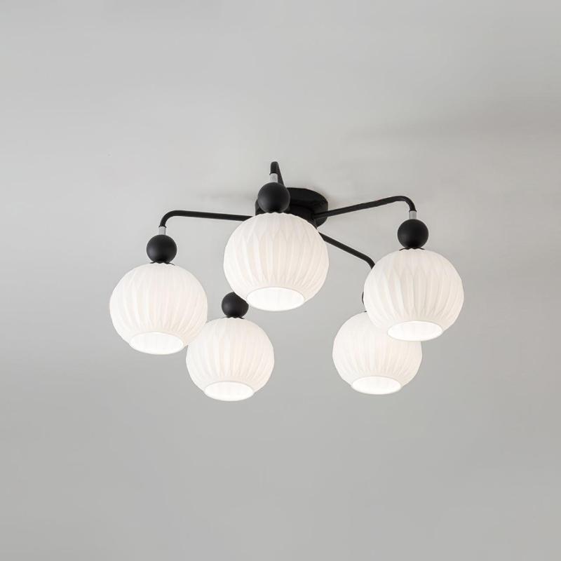 Modern Glass Ceiling Light Ribbed Shades With Sage Frame - Product detail 31
