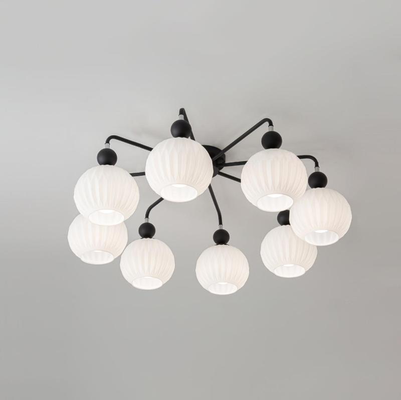 Modern Glass Ceiling Light Ribbed Shades With Sage Frame - Product detail 33