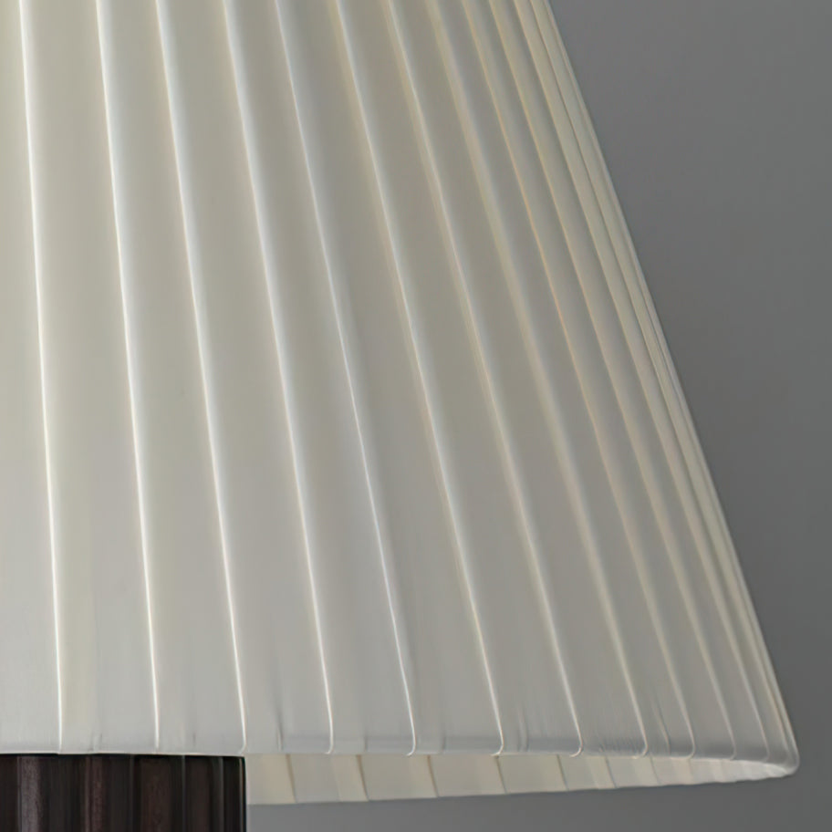 Modern Table Lamp Ribbed Wood Base with Pleated Shade - Product detail 12