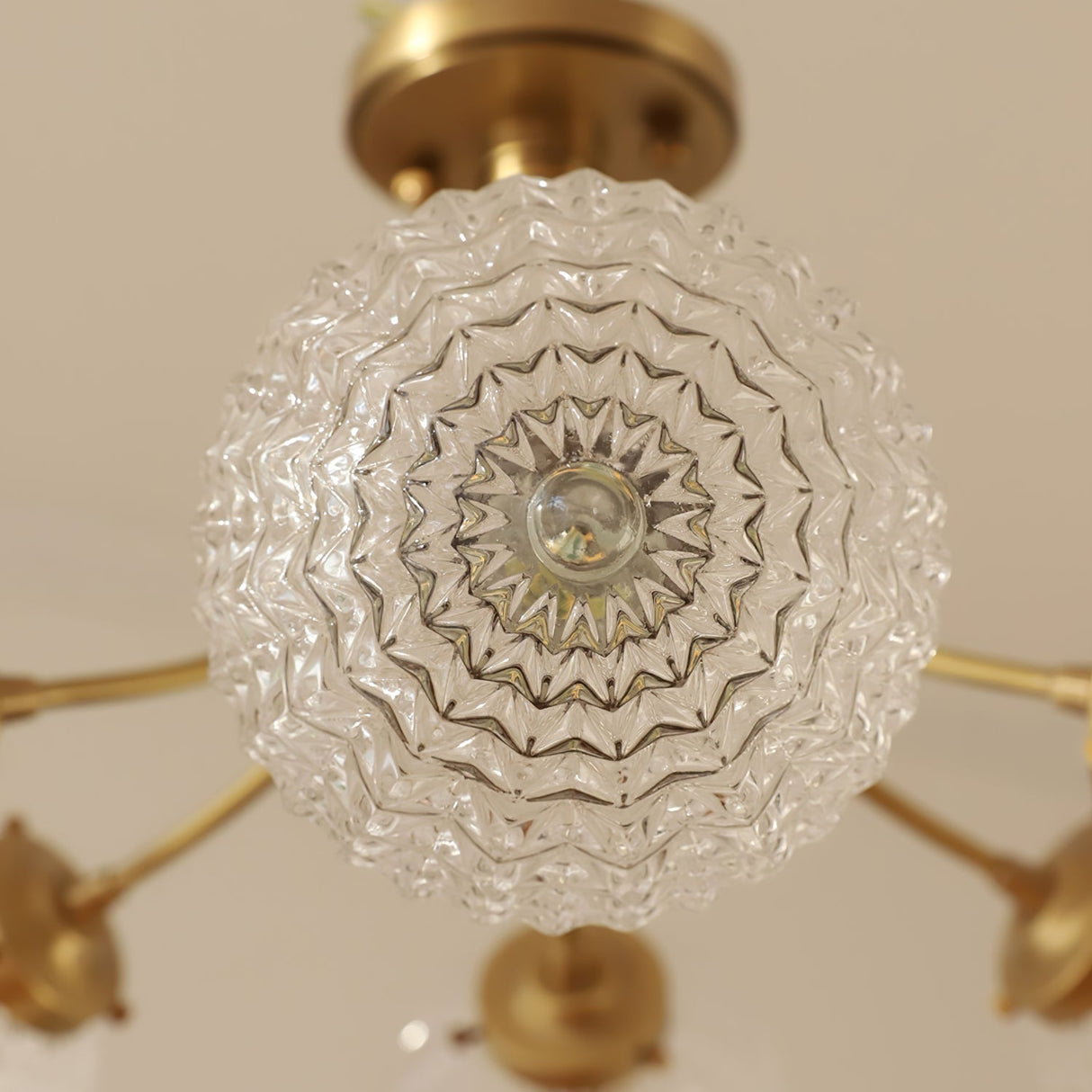 Vintage Glass Ceiling Light Brass Frame With Textured Globes - Product detail 24