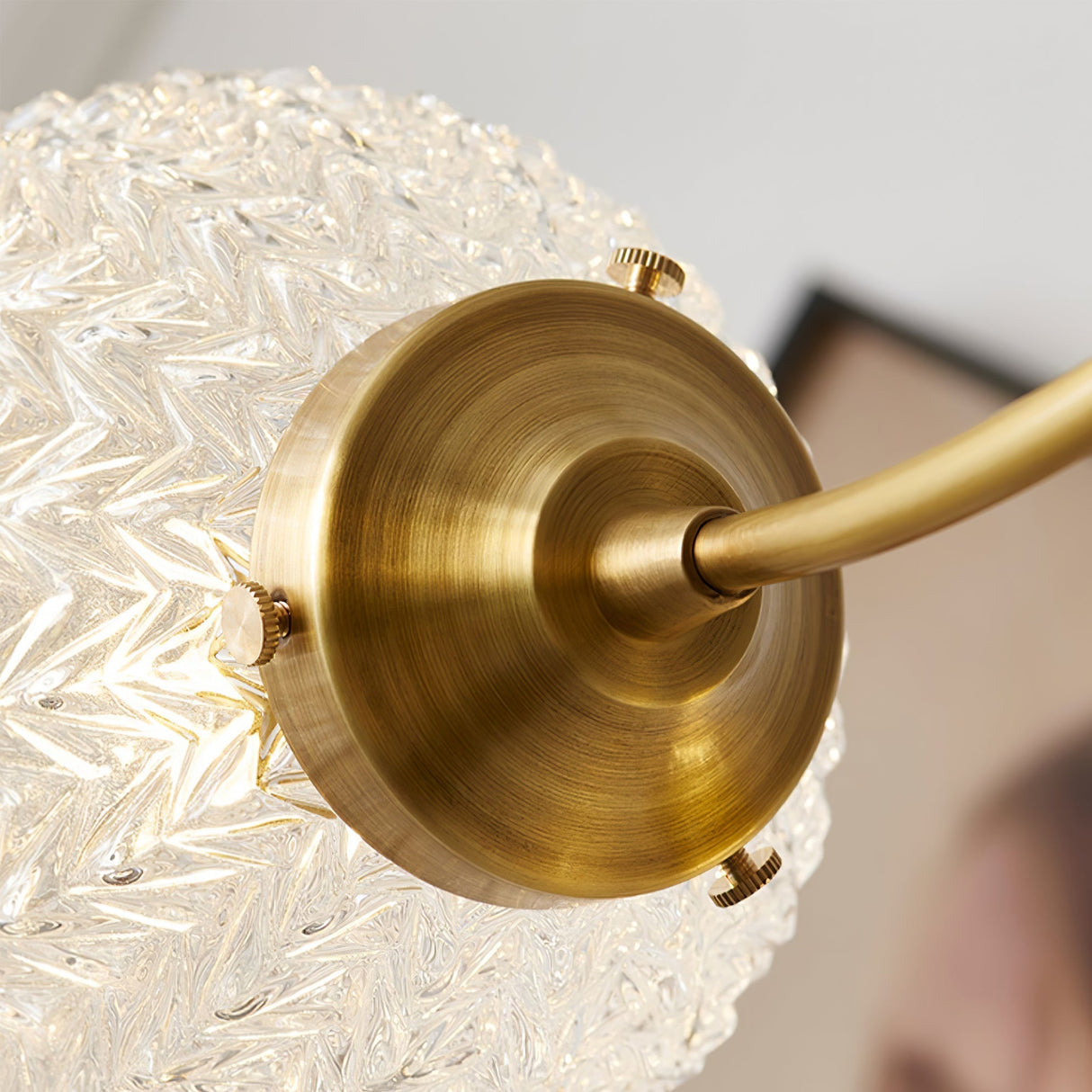 Vintage Glass Ceiling Light Brass Frame With Textured Globes - Product detail 23