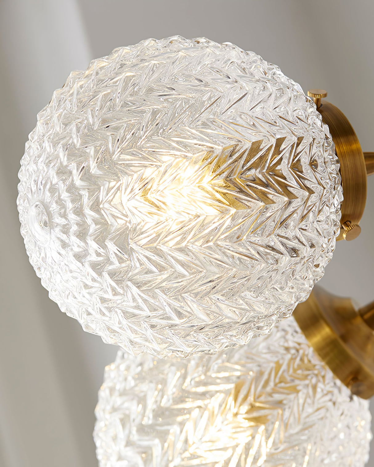 Vintage Glass Ceiling Light Brass Frame With Textured Globes - Product detail 15