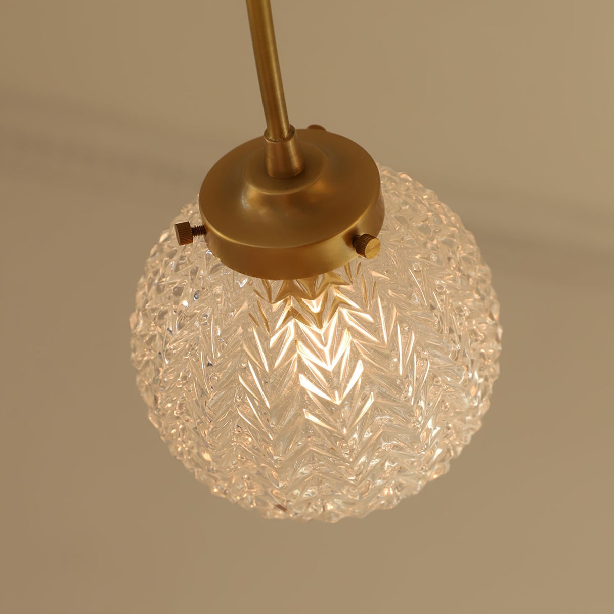 Vintage Glass Ceiling Light Brass Frame With Textured Globes - Product detail 16