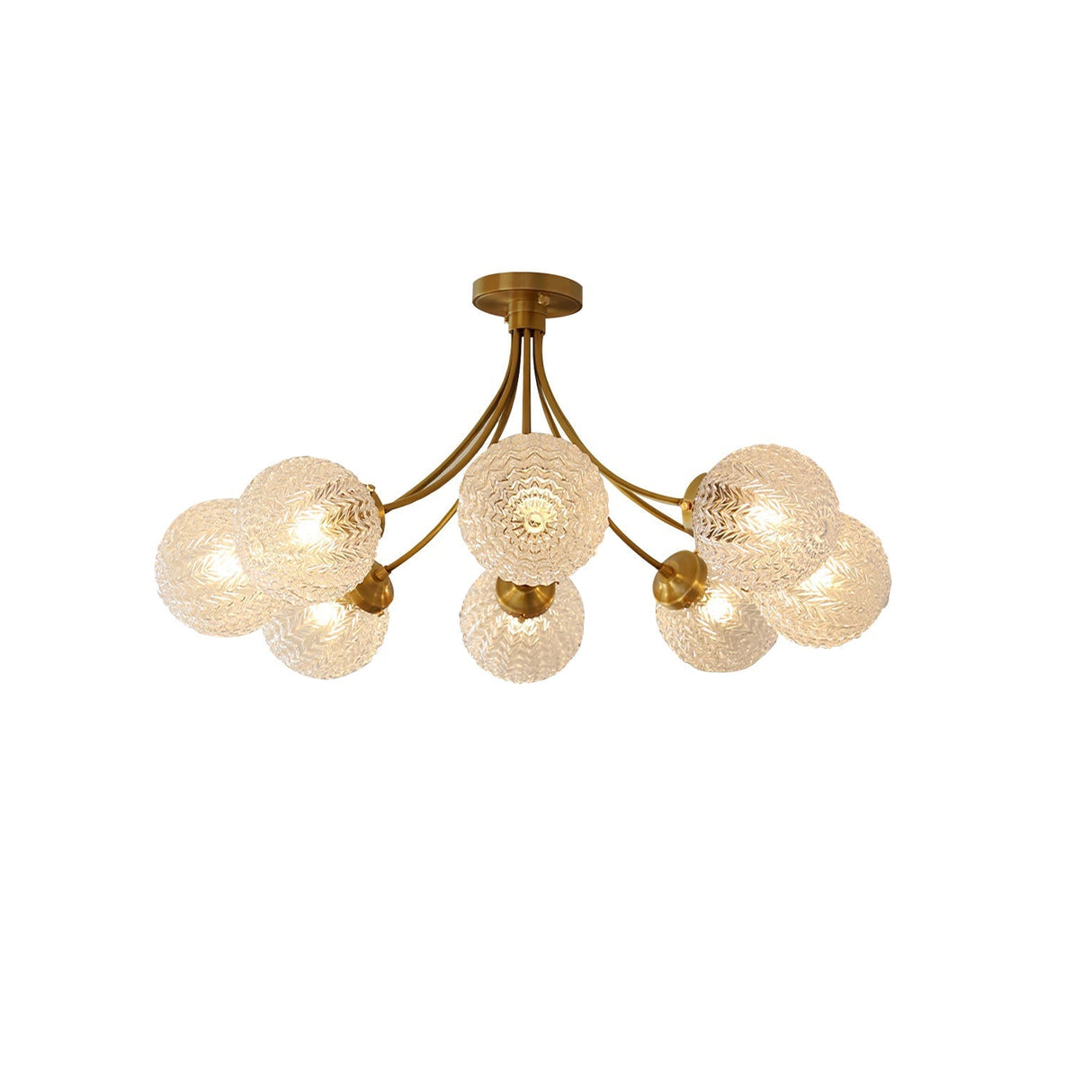 Vintage Glass Ceiling Light Brass Frame With Textured Globes - Product detail 25