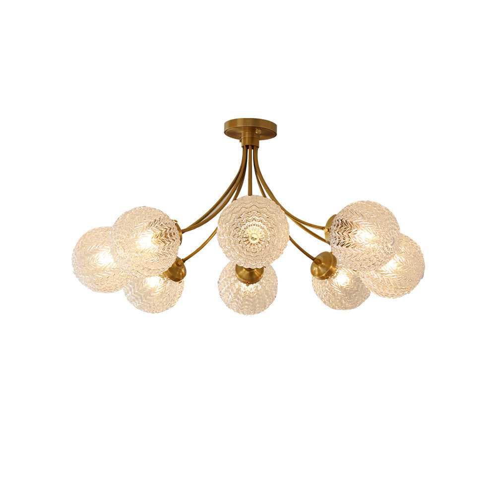 Vintage Glass Ceiling Light Brass Frame With Textured Globes - Product detail 27